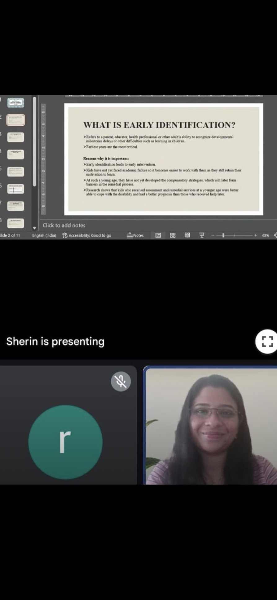 Workshop on the Importance of Early Intervention and Emotional Support for Children with Specific Learning Disabilities (SLD)
